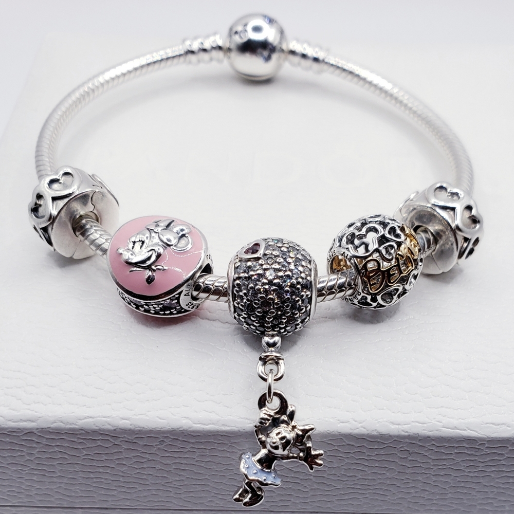 💫6pc Authentic Pandora DISNEY MINNIE BRACELET GIFT 🎁 SET